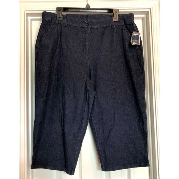 KAREN SCOTT - NWT - L Sz 16 Petite Comfort Waist Capri Jeans in Dark Wash - Picture 3 of 16